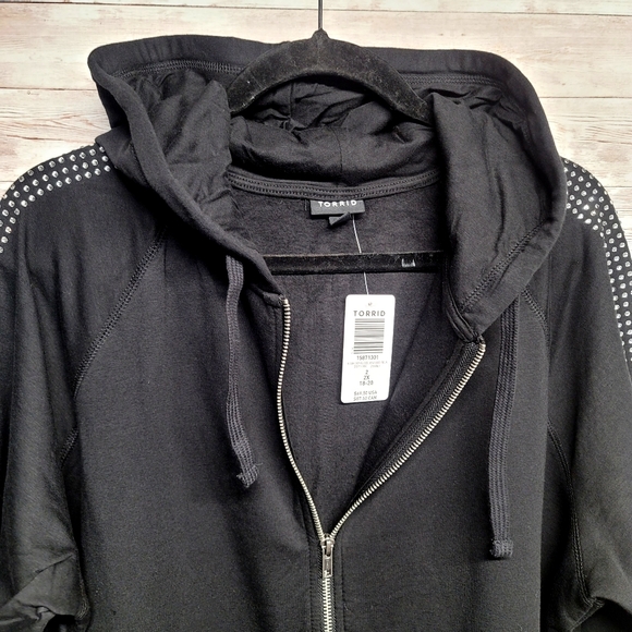 Torrid jeweled zip hoodie ultra soft black fleece - Picture 8 of 12